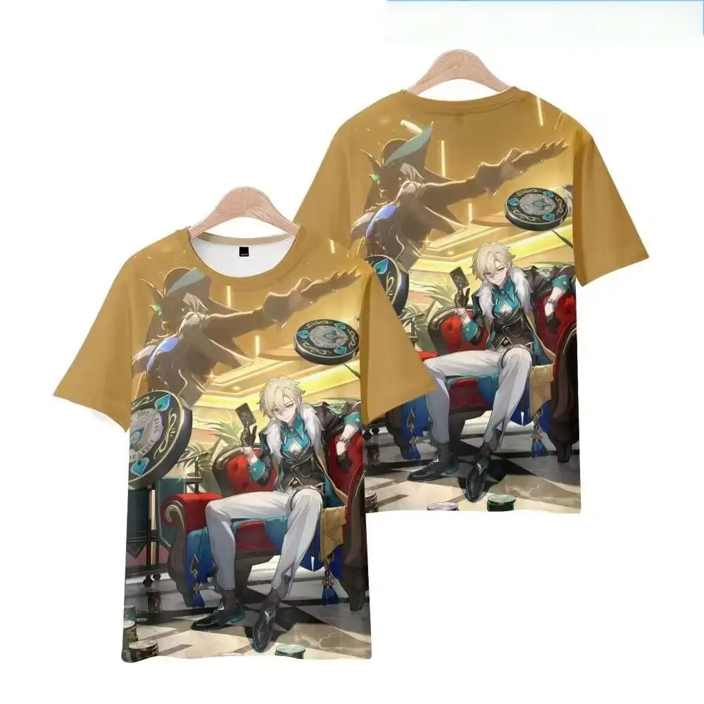 Honkai Star Rail schwarz Schwan Cosplay T-Shirt Aventurin Unisex 3d gedruckt Polyester Kurzarm Tops Mode T-Shirt