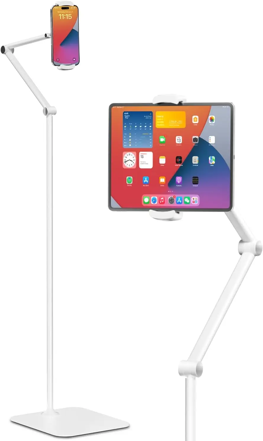 

Universal Tablet Floor Stand Holder for 4.7"-13" Devices, Aluminum Alloy, 360° Rotatable, White