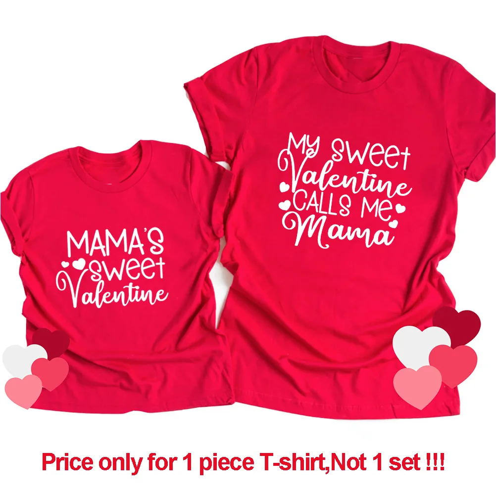 Mommy + Me Matching Valentine's Day Tee Mother Daughter Valentines Day Matching Outfits Summer Short Sleeve O-neck Shirts