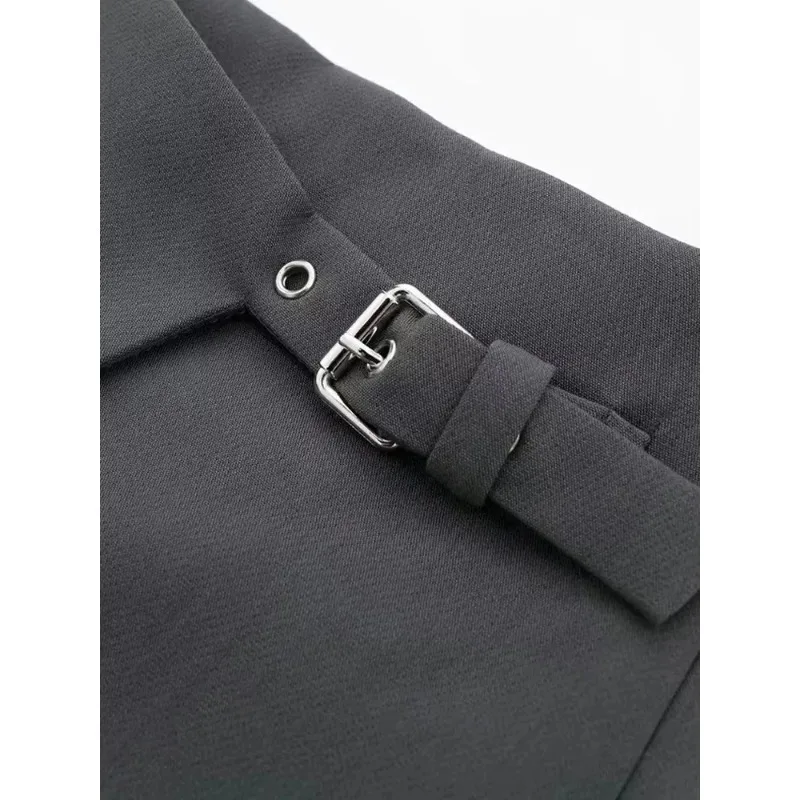 กระโปรงกางเกงขาสั้นแบบไม่สมมาตร Fanan 2026 สำหรับผู้หญิง สีพื้น เอวสูง ซิปด้านข้าง แฟชั่น