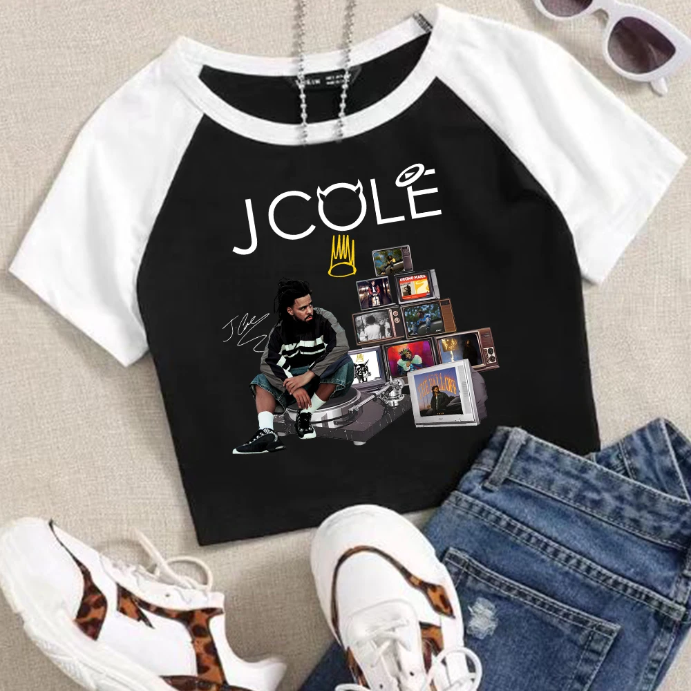 J Cole The Fall-Off Album Tour 2026 Crop Tops T-Shirt Girls O-Neck Short Sleeve T Shirt