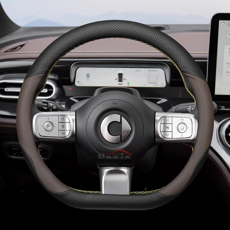 

Leather Car Steering Wheel Cover for Smart #3 #1 #5 EQ forfour 2011 - 2025 Steering Covers Interior Accessories