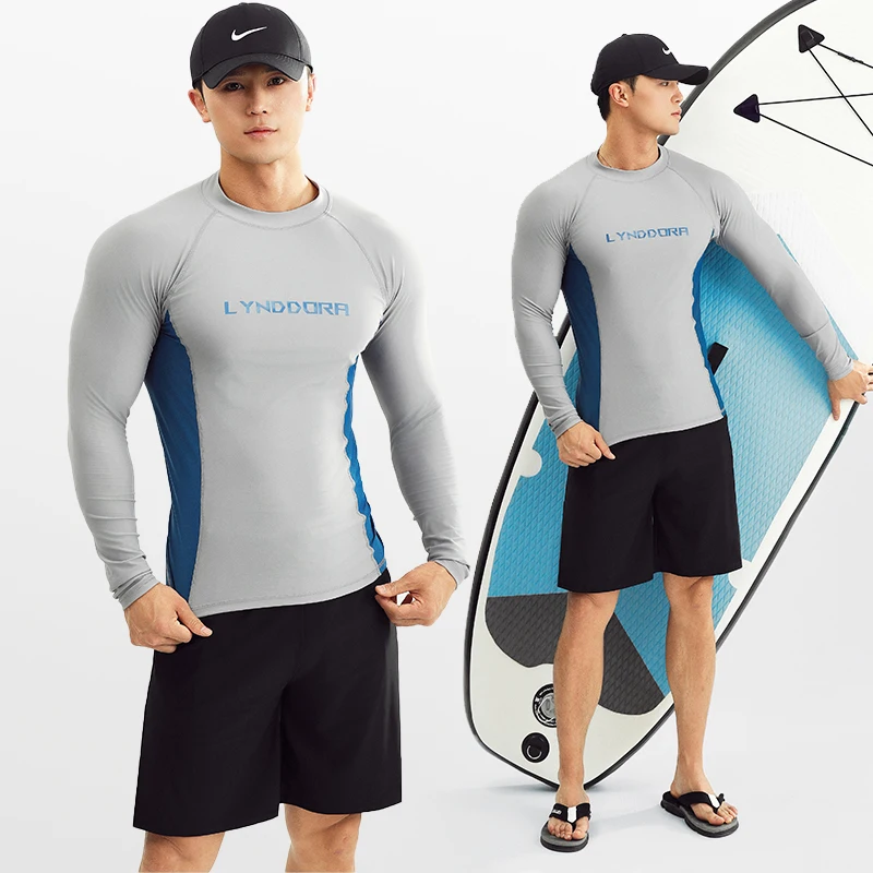 SAILBEE Men UV Protect Swimwear Long Sleeve Swimsuit Mens Rashguard Surfing Rash Guard Surf Shirt For Swimming Sail Drop Ship