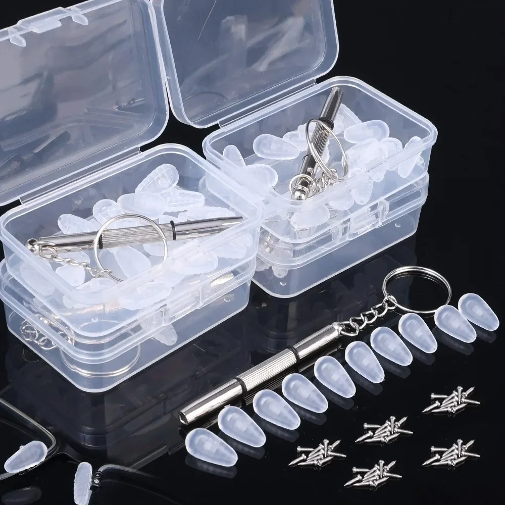 8/20PCs Brillen Nasenpads Kit Brillen Reparatur Zubehör Kit Transparent Rutschfeste Ersatz Nasenpads Set mit Box – Detail 5