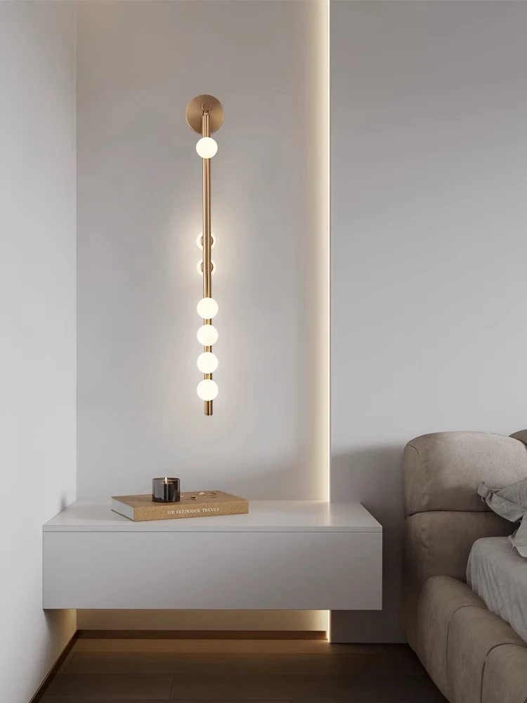 Designer minimalist glass wall lamp hotel villa living room TV wall decoration background wall bedroom bedside lamp