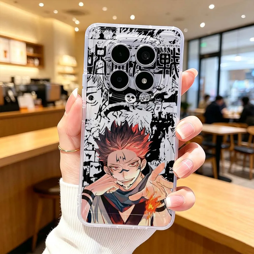 Funda Protectora Transparente para Teléfono Xiaomi POCO X7 X6 X5 F7 F6 F5 F4 M8 M6 C85 C71 Pro con Diseño de Anime Jujutsu Kaisen
