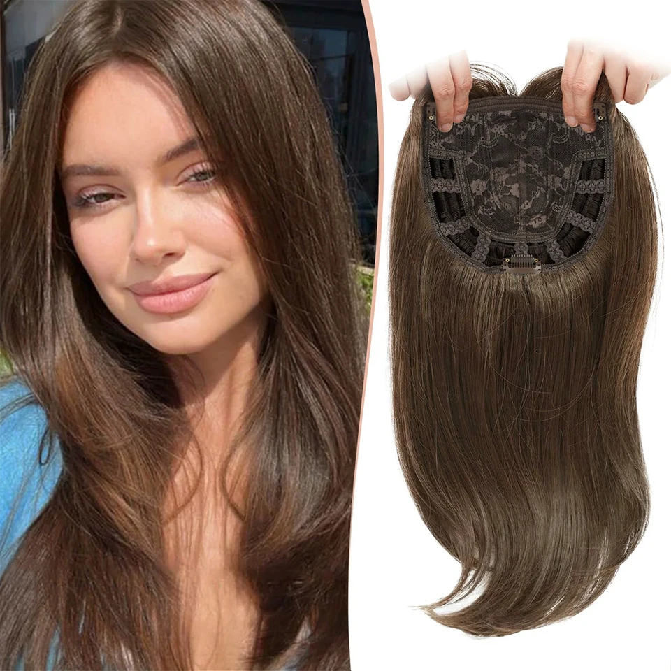 18 Inch Long Layered Topper,Hair Toppers for Women with Thinning Hair,Add Volume Synthetic Wiglets,Top Head Clip In Hair Piece