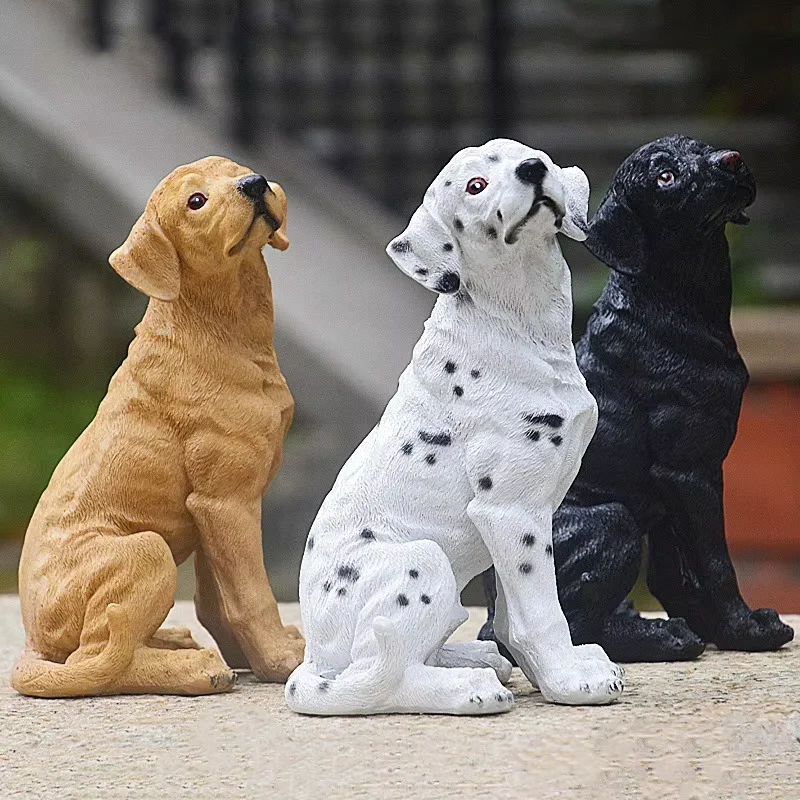 Cute Resin Dog Statue Golden Retriever Pet Animal Sculpture Props Garden Office Store Decoration For Desk Garden Decor Ornament