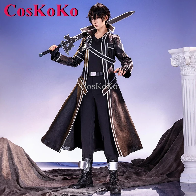 CosKoKo Kirito/Kirigaya Kazuto Cosplay Sword Art Online Costume Fashion Handsome Combat Uniform Halloween Role Play Clothing New