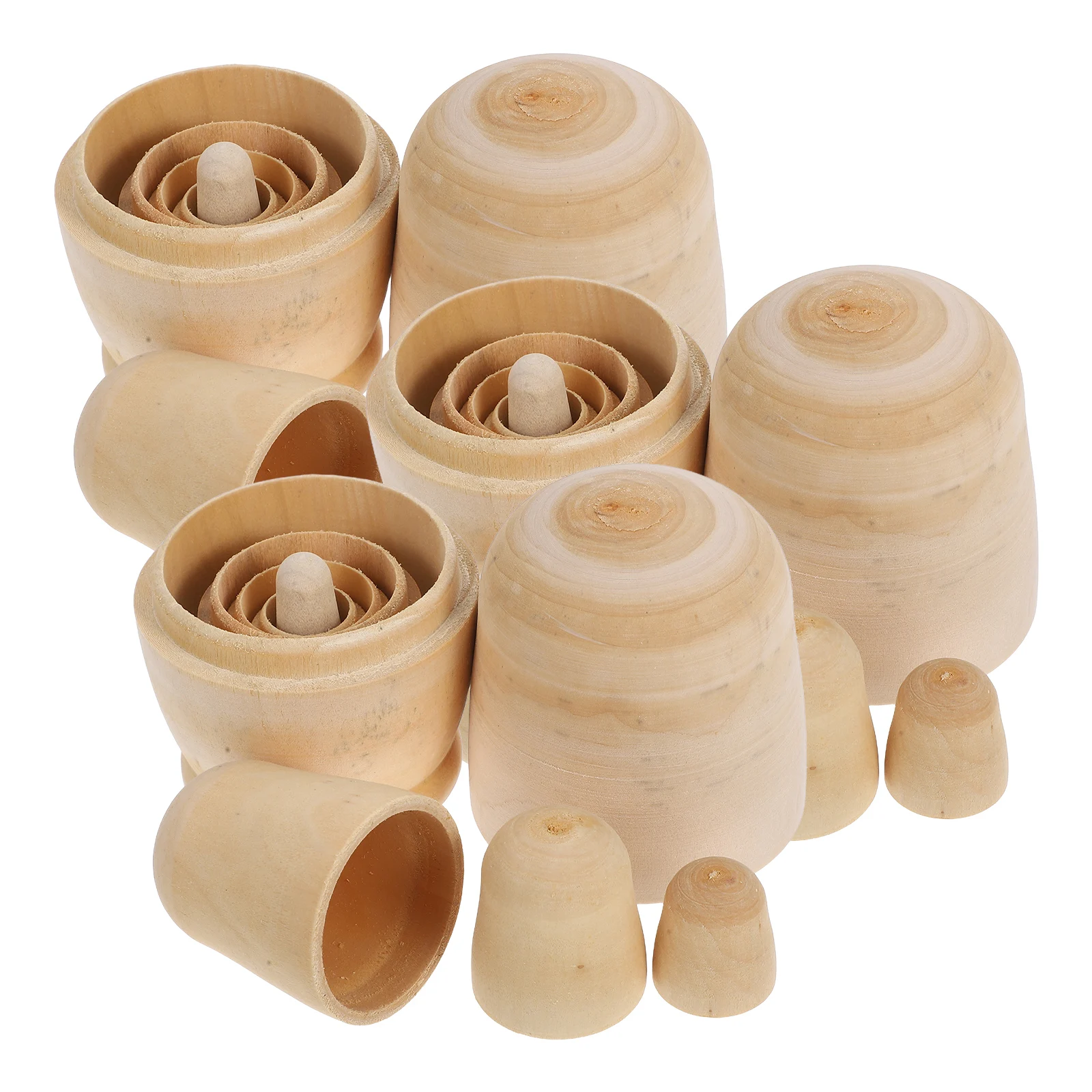 

3 set 3 Sets Blank White Matryoshka 5 Layers Unpainted DIY Wooden Crafts Supplies Kids Educational Toy Christmas Decor
