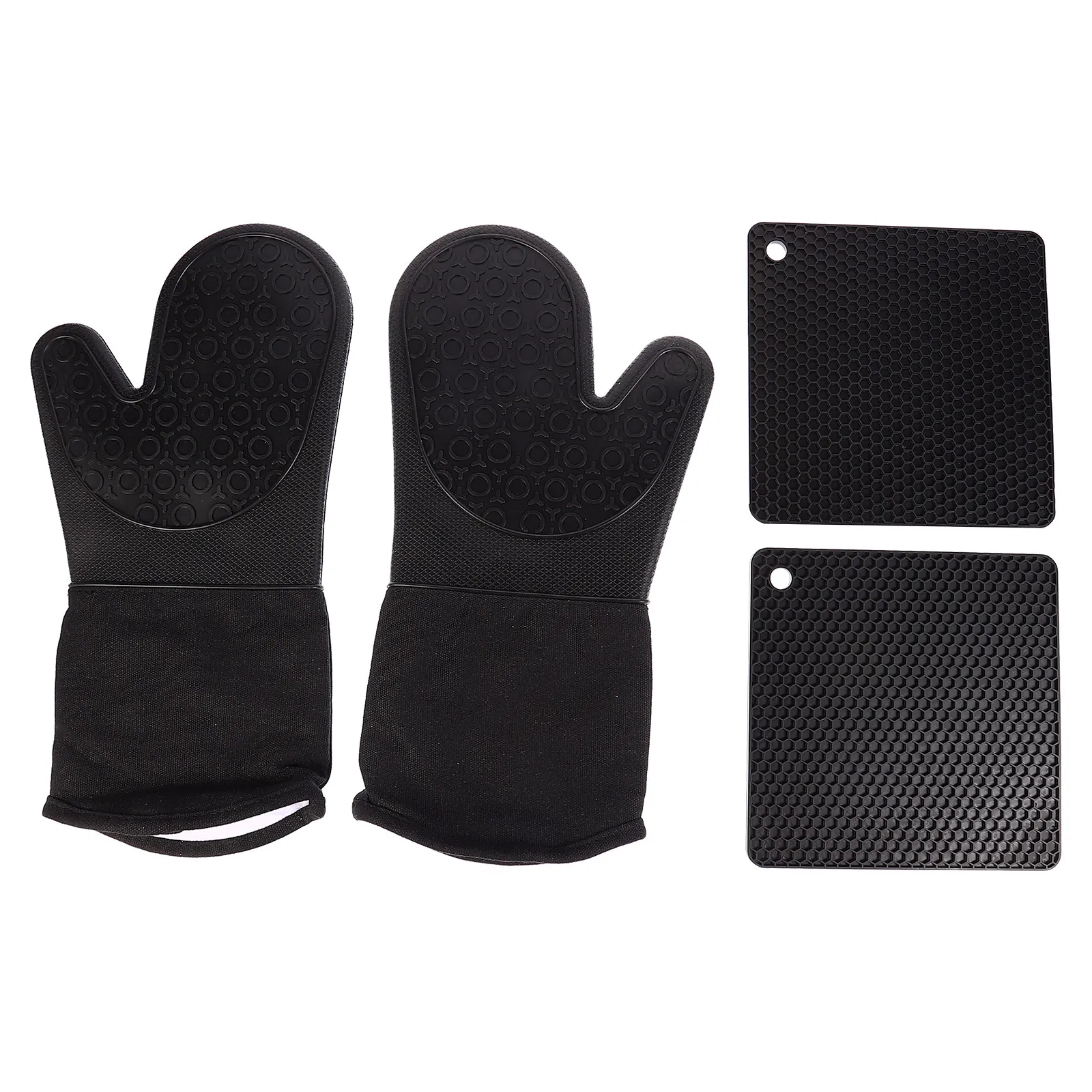 Silicone Finger Oven Mitts 2 Pack Heat Resistant Mini Pinch Gloves for Cooking Baking Kitchen Black