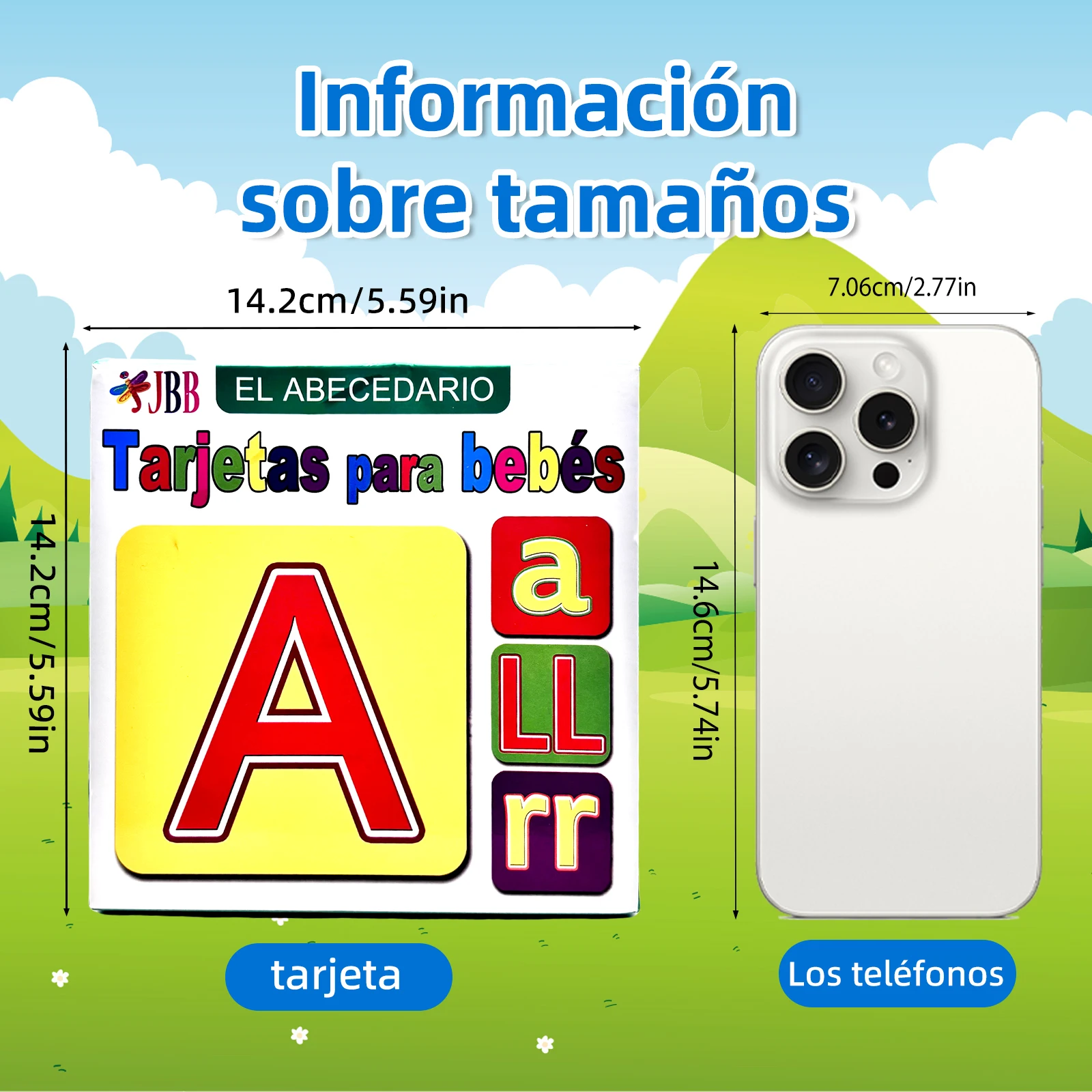Colorful Tarjetas para bebés: Spanish Alphabet Cards for Infant Education