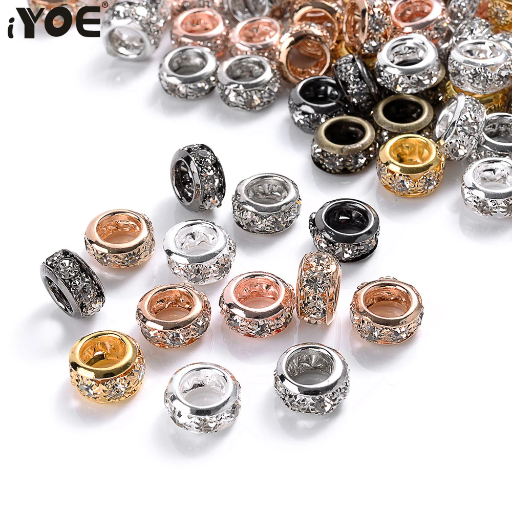 10pcs/Lot 10/12mm Round Circle Spacer Beads Loose Crystal Big Hole Beads For Making Bracelet Necklace DIY Accessories