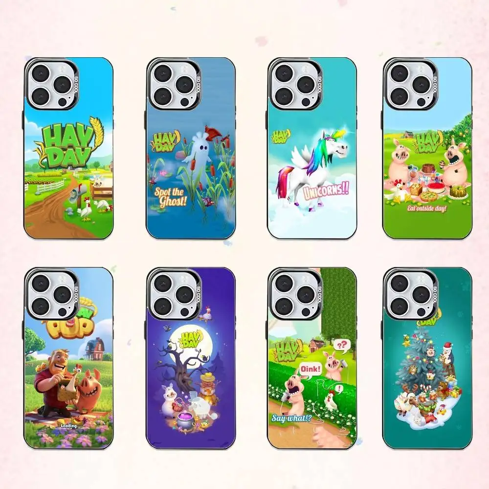 

Hay D-Day F-Farm Aesthetic Phone Case For iPhone17,16,15,14,13,12,11 Plus,Pro Max Colored Silver Plated Inside Cover
