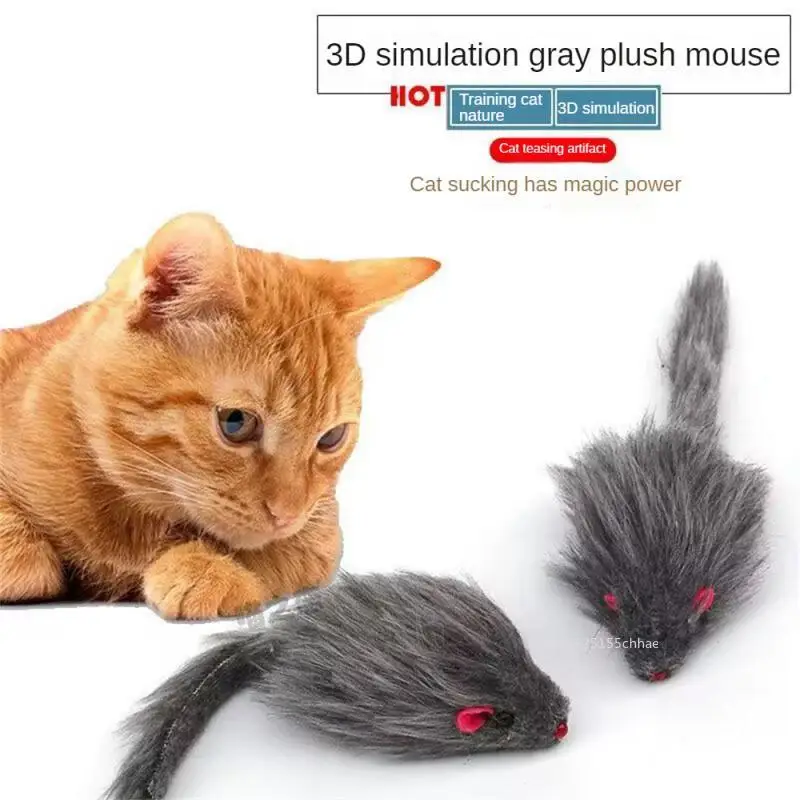 Cat Mice Toys False Mouse Long Tail Mice Soft Real Rabbit Fur Toy for Cats Kitten Plush Rat Playing Chew Toy Pet Supplies