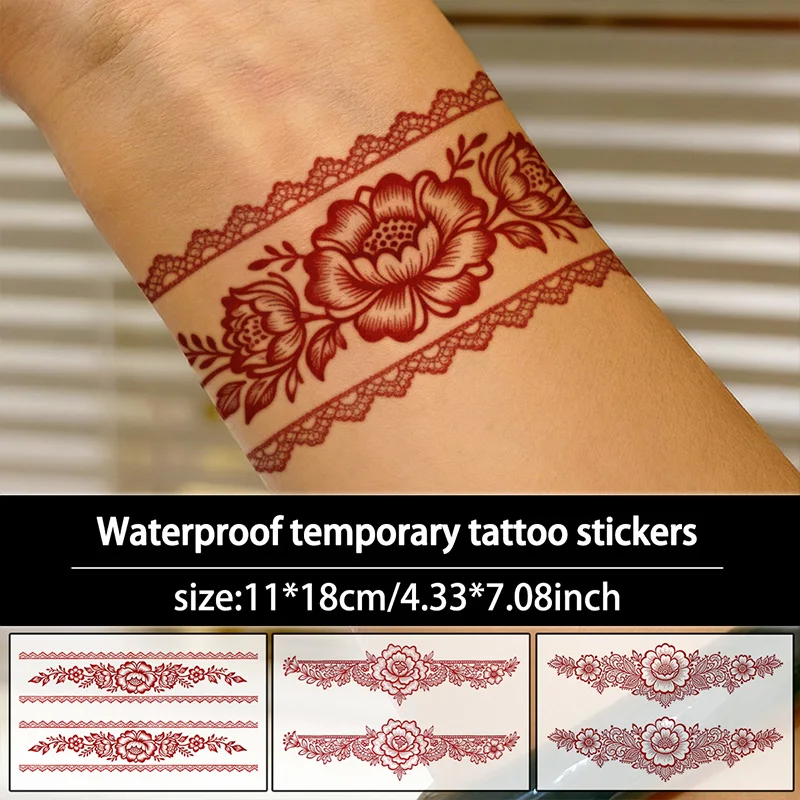 

Elegant Henna Temporary Tattoo Sticker, Long-lasting and Waterproof, Ramadan and Weddings Fake Tattoos for Women, For Arm, Leg.