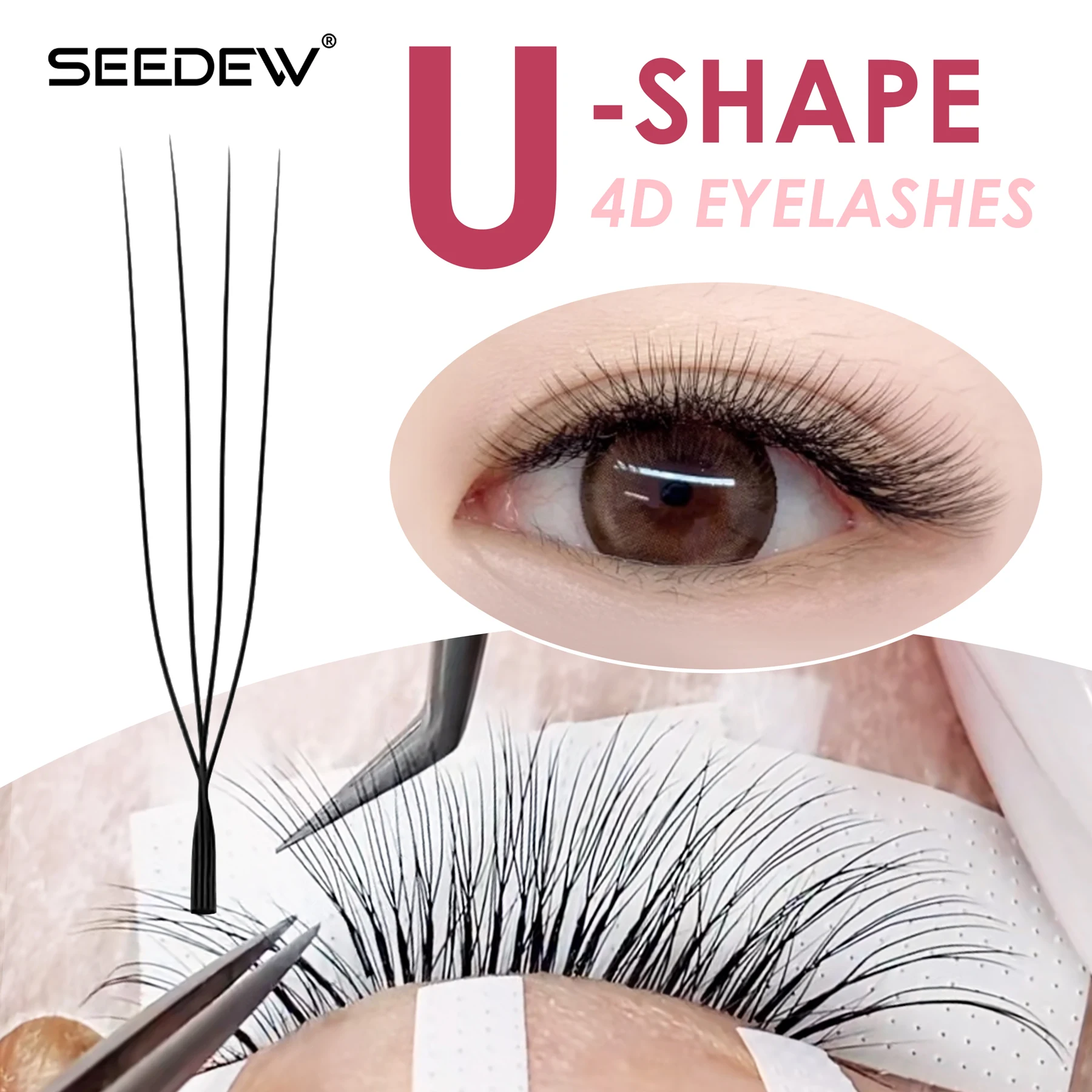

SEEDEW U Shape 4D Eyelashes Extension C D Curl U Shaped W Bloom Premade Fans Volume Lashes
