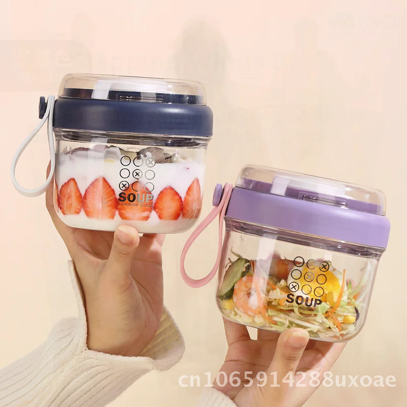 La portabilidad encuentra la comodidad: Taza de yogur INS con asa de 650 ml para avena, ensalada de frutas, sopa, gachas, leche de soja - Estudiante y adulto