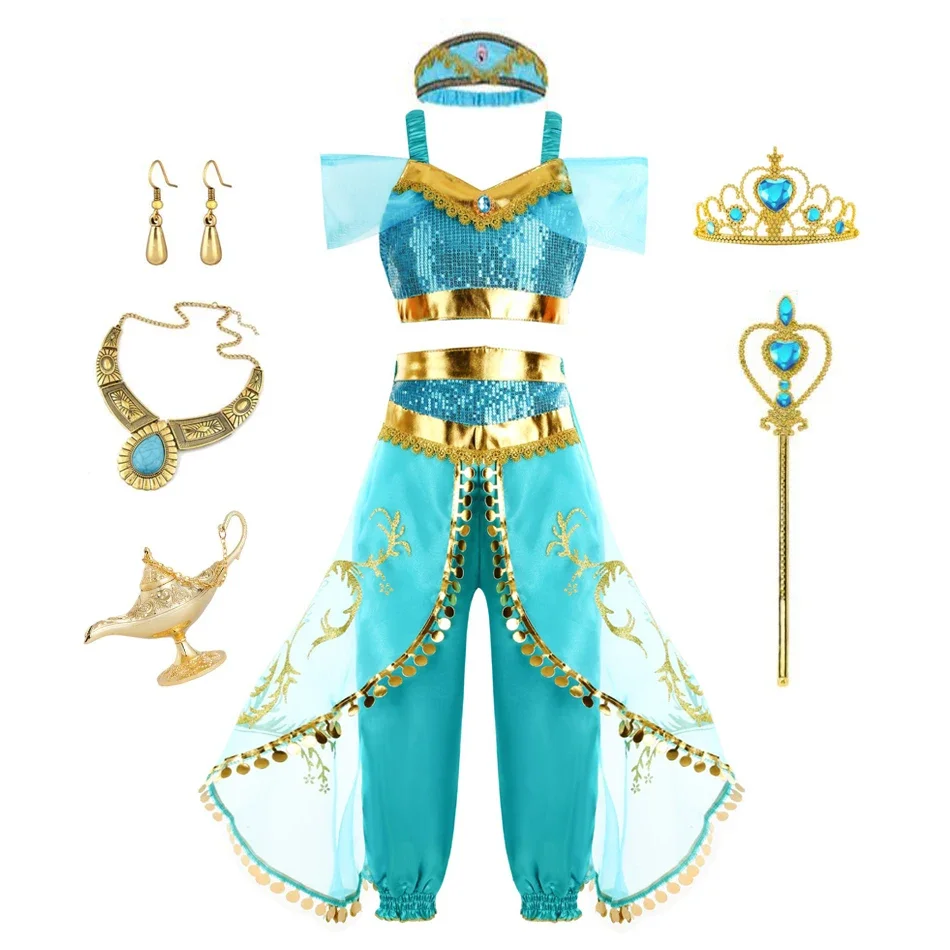 Robe de Princesse Jasmine pour Enfant, Costume de ixd\'Halloween