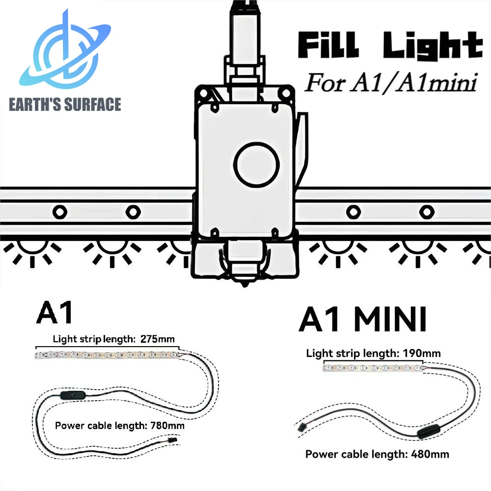 

DB-3D Printer Accessories For Bambu Lab A1/A1mini Led Light Strip Ra95 Fill Light 24V White Light Super Bright Bambulab