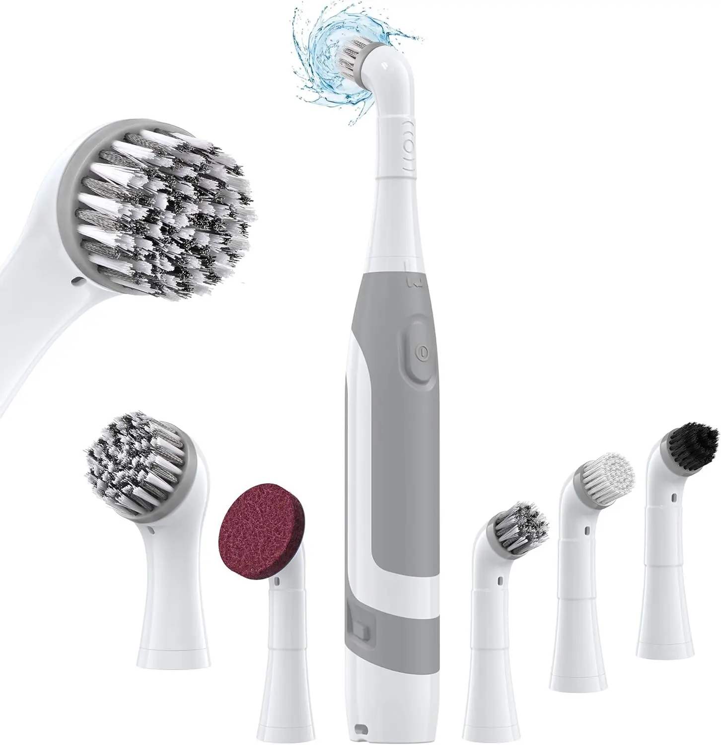 

Электрическая щетка для чистки с питанием от батареи, маленькая электрическая щетка для очистки швов KH6A и 5 сменных насадок, легкая, водонепроницаемая, из нержавеющей стали