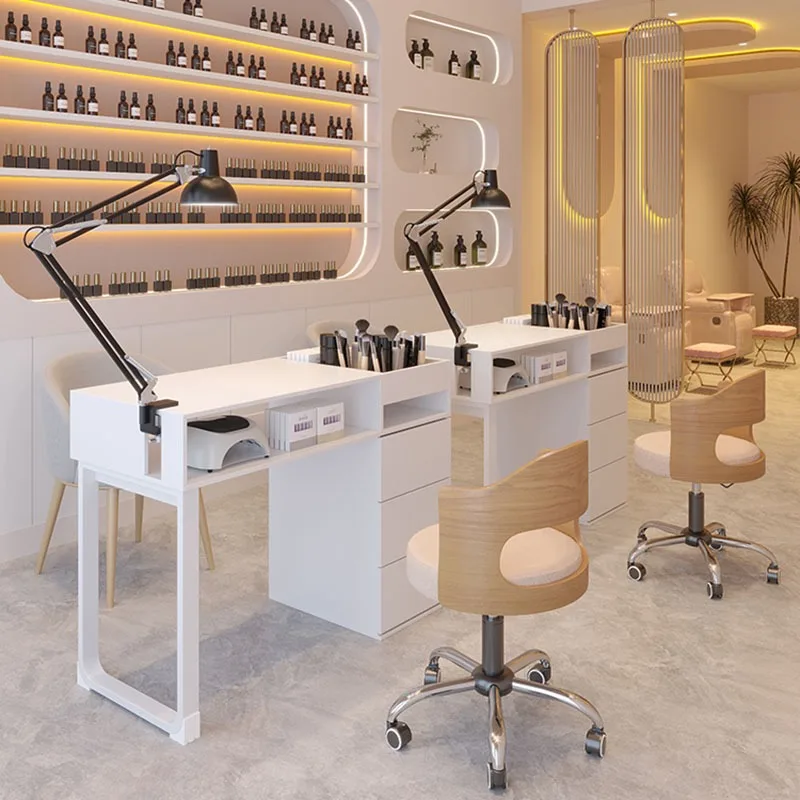 

Manicure Table Beauty Salon Furniture Tables Equipment Portable Nail Mesas Professional Nails Corner Mesa De Canto Dressing Desk