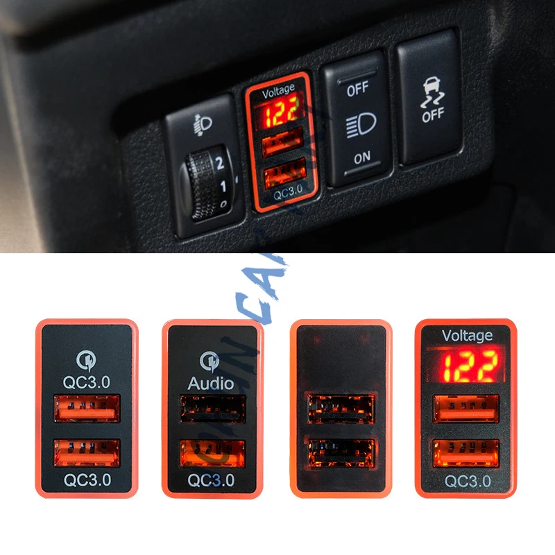

1PC Car Quick Charger QC3.0 Dual USB Interface Socket LED Voltage Display For Nissan Qashqai Teana Sunny Y61 Y62 X-Trail Sylphy