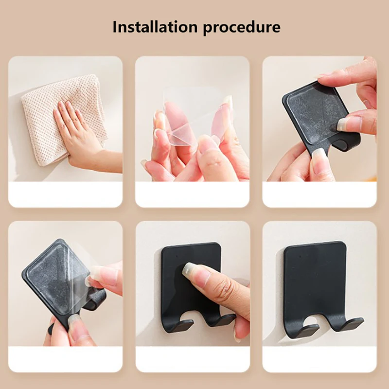 1pc Adhesive Razor Holder Wall Mounted Bathroom For Shower Hook Rack Shaver Shaving Holder Black Plastic Hook