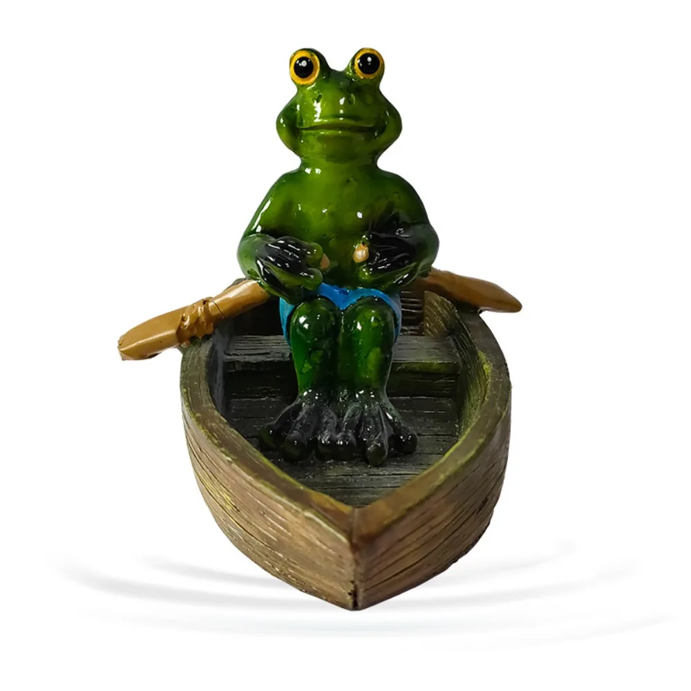 

Crafts Resin Frog Statue Cartoon Cute Animal Sculpture Waterproof Floating Pond Ornament Gift