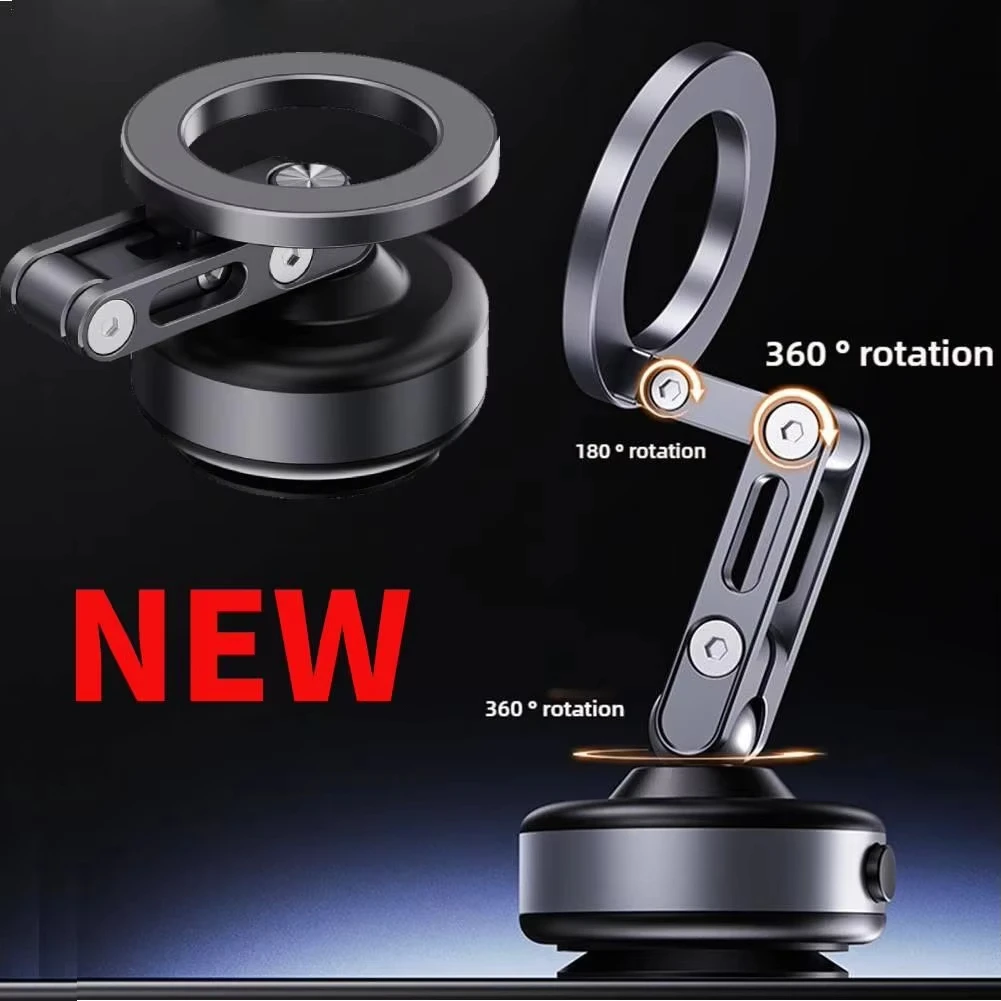 

2025 New for Magnetic Phone Holder Car Suction Cup Bracket Rotating Folding Aluminum Alloy Vacuum Electric Adsorption Bracket