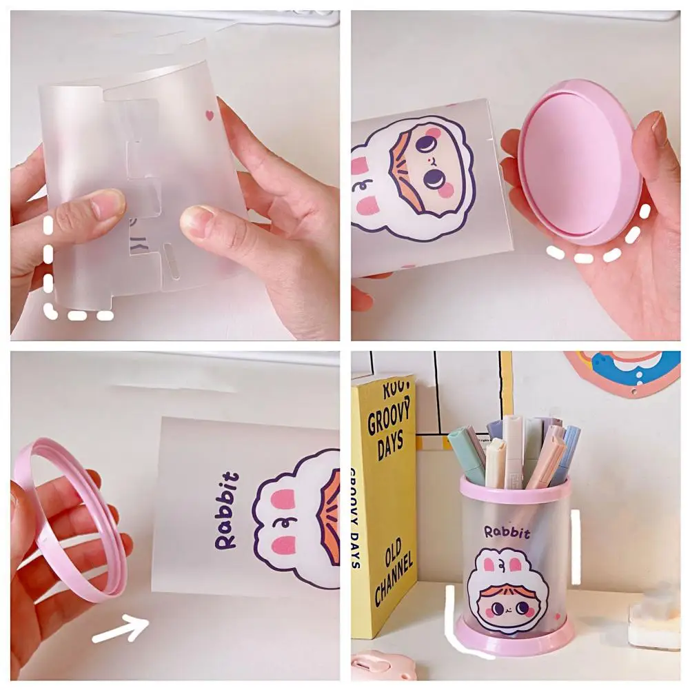 ペンシルホルダーデスクオーガナイザー,防水PVCクリエイティブペンシル,化粧ブラシ,オーガナイザー,バケット,装飾,文房具オーガナイザー