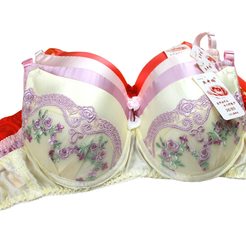 100% Mulberry Silk bra double-sided Silk Lace Breathing Underwear