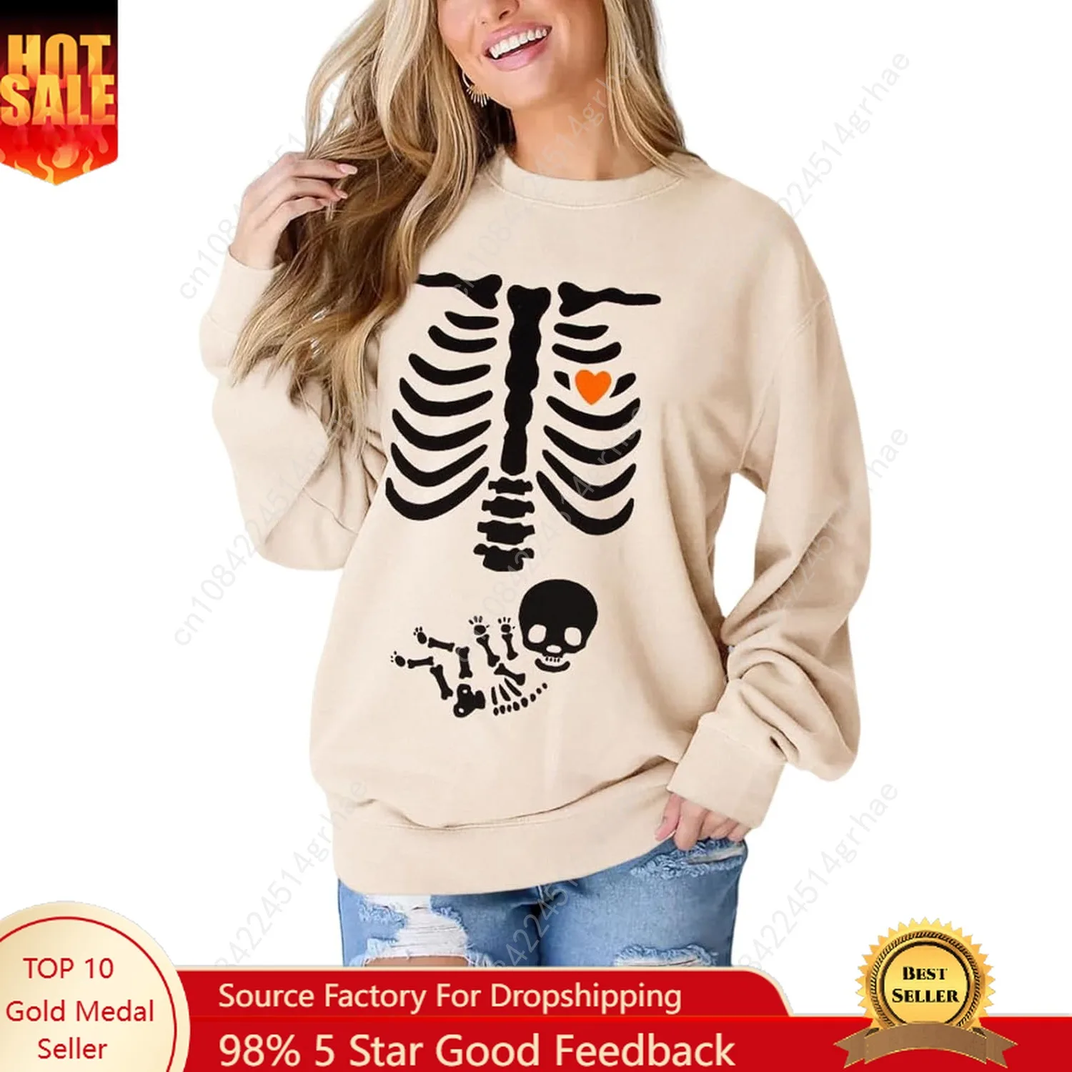 

Women X-Ray Skeleton Sweatshirt Halloween Maternity Sweatshirts Crewneck Pullover Pregnancy Announcement Shirts Tops