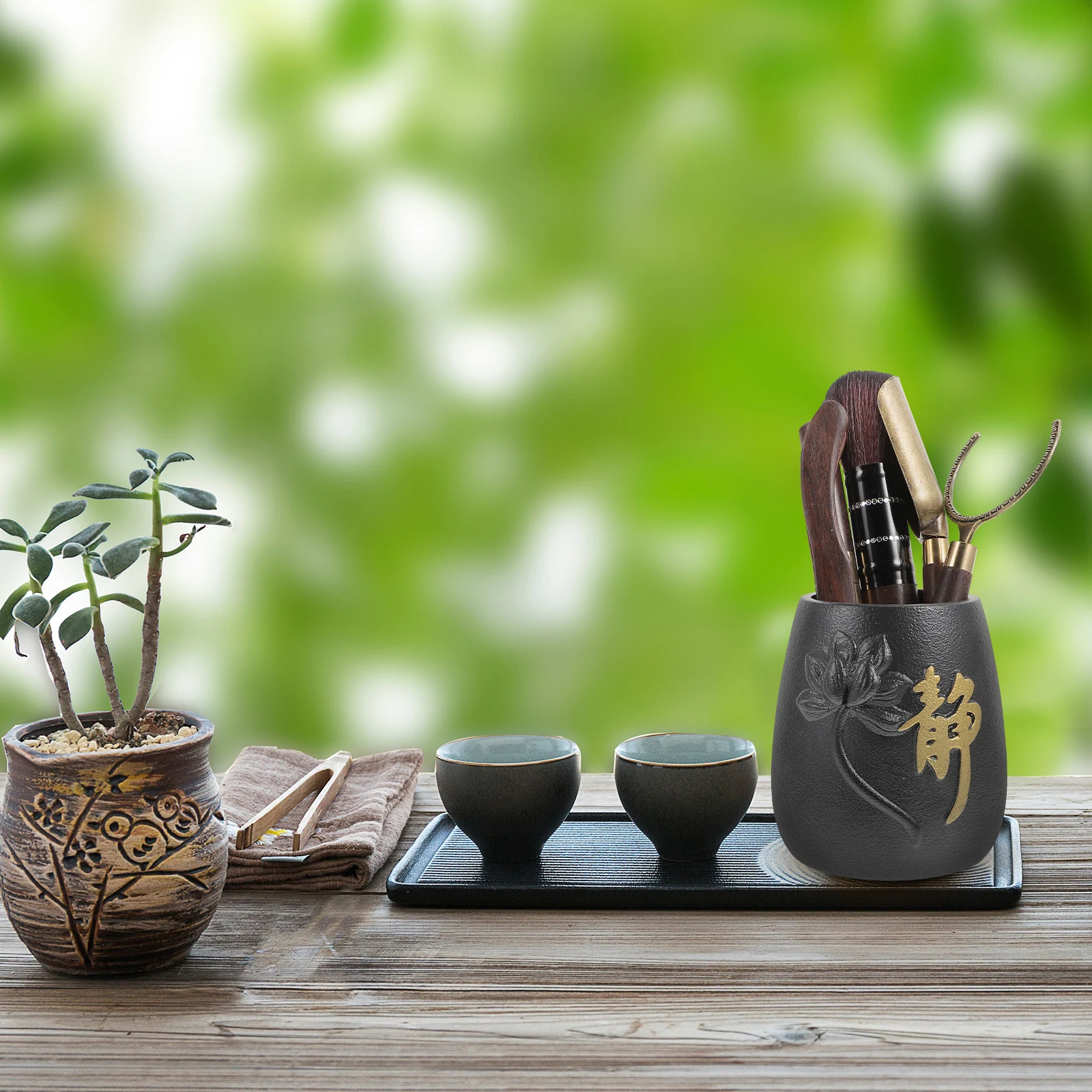 

Tea Making Tools Kit Ceramic Wood Copper Home Tea Needle Knife Spoon Portable Matcha Chinese Ceremony Supplies