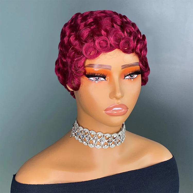 Black Chioma Curly Pixie Cut Wig, Remy Human Hair