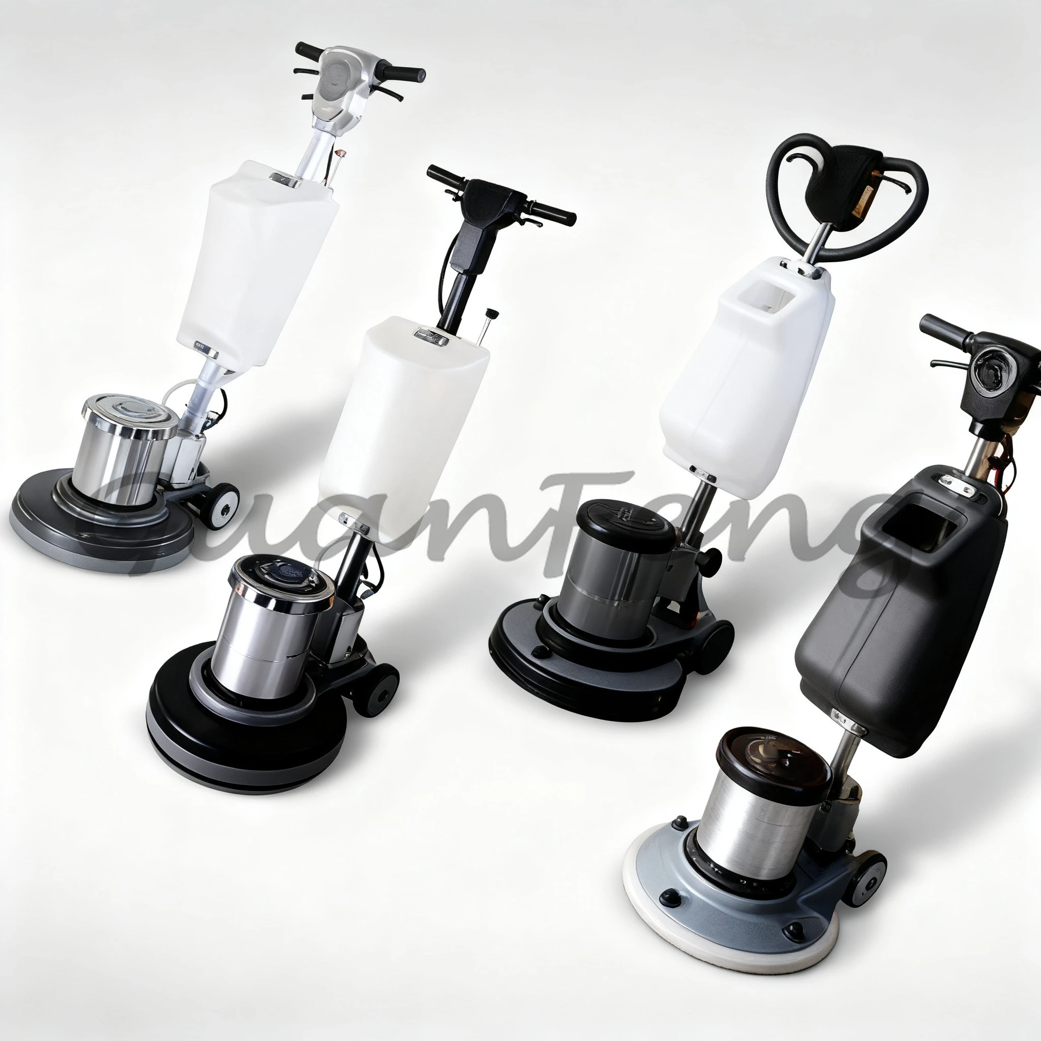 17 inch machine chassis with diamond and resin polishing pads, used for grinding and polishing concrete floor surfaces