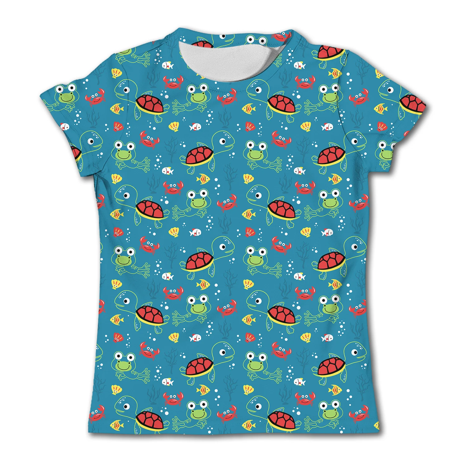 3-12Y Baby Boys Kawaii Sea Turtle 3D Print T-shirt Summer Kids' Casual Green T Shirts Short Sleeved Cartoon Tee Child Soft Top