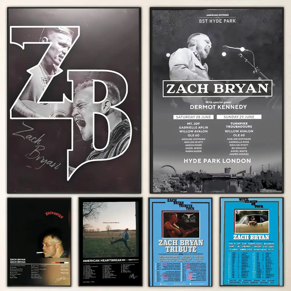 Singer Z-Zach Bryan country americana Painting Calligraphy Canvas Poster Wall Art for Living Room Bedroom Cafe Decor Gift