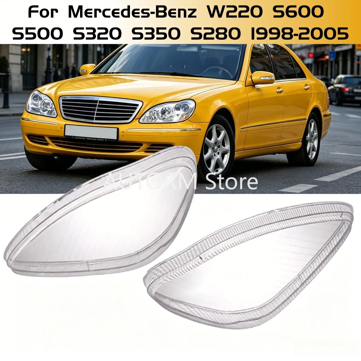 

Pair Car Headlights Cover Transparent Headlamp Shell Lens Lampshade For Mercedes-Benz W220 S600 S500 S320 S350 S280 1998-2005