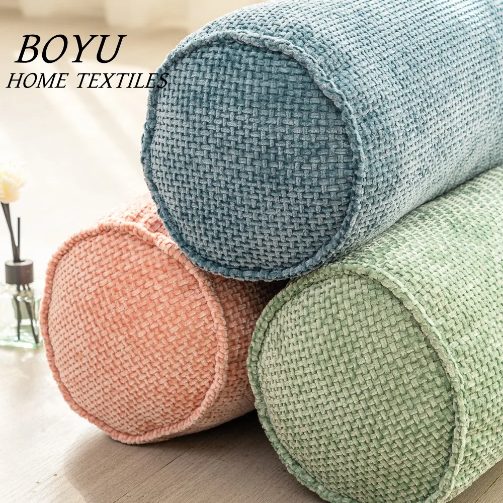 25 New Chenille Cylinder Pillow Japanese Minimalist Sofa Cushion Ergonomic Neck Pillow Decorative Cushion