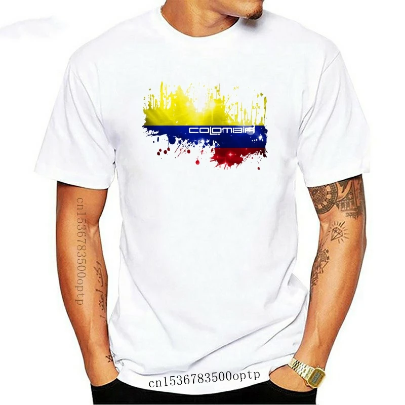 New Summer Men O-Neck Print T-Shirts Fashion Slim Short Sleeve O Neck Colombia Flag - White T Shirt Top Design Online Tshirt Des