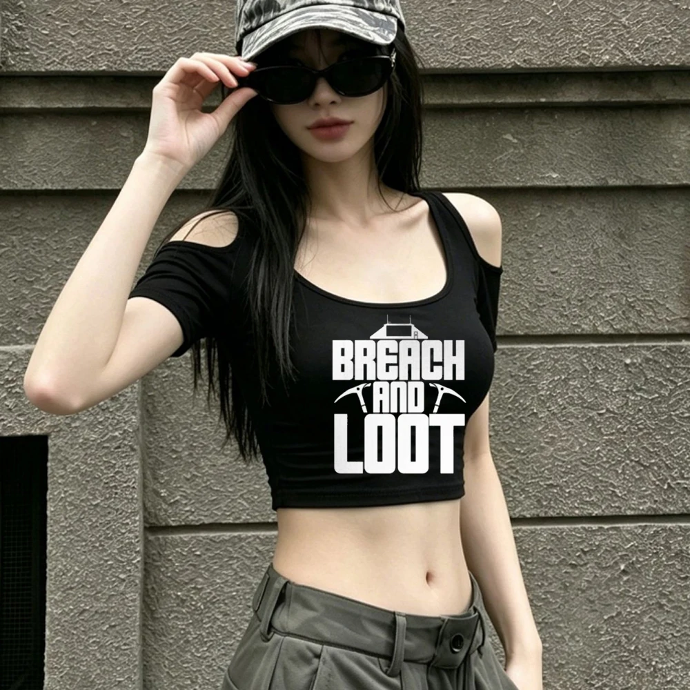 Arc Raiders crop top girl anime japan graphic meme cute shirt cheap clearance sales alternative  japanese graphic