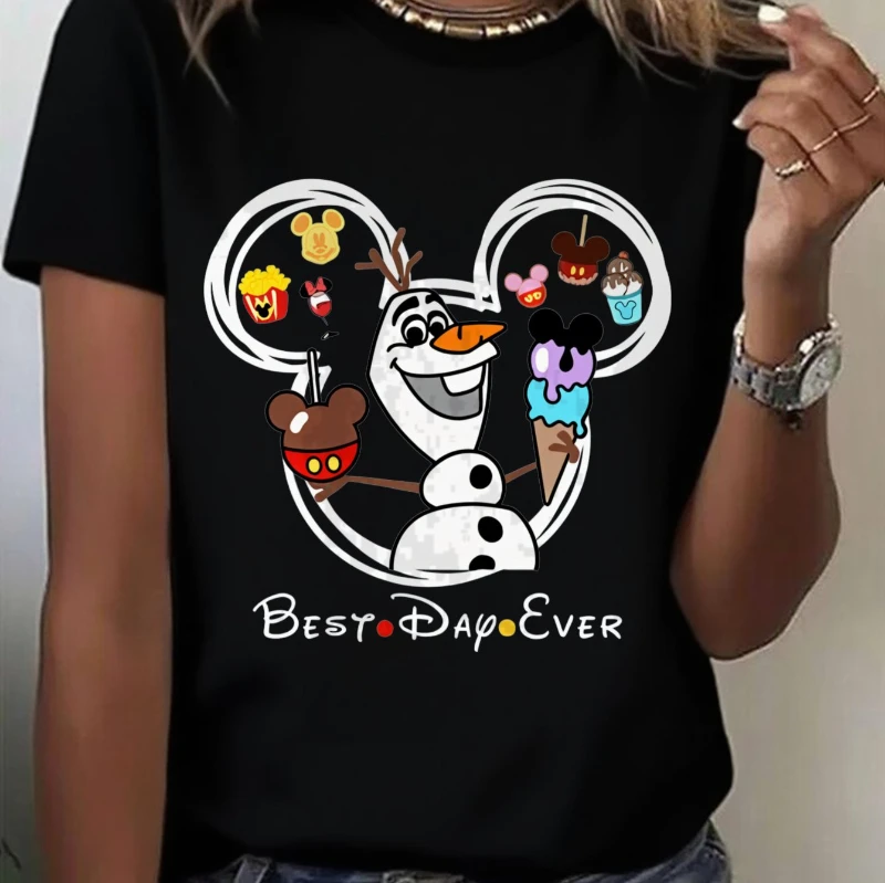 

100% футболка с рождественским принтом Disney Love, повседневный летний топ с короткими рукавами и круглым вырезом для мужчин и женщин