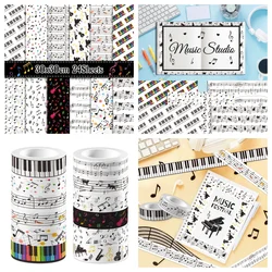 Cartoon Sweet Musical Note Theme Handbook Background DIY Washi Tape Sticker Scrapbooking Material Paper Craft Texture Stationery