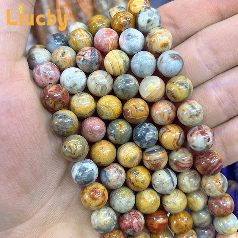 Natural stone Crazy yellow agate beads For Jewelry Making DIY Handstring Accessories Rings Bracelets 15" Wholesale 4/6/8/10/12mm view 2
