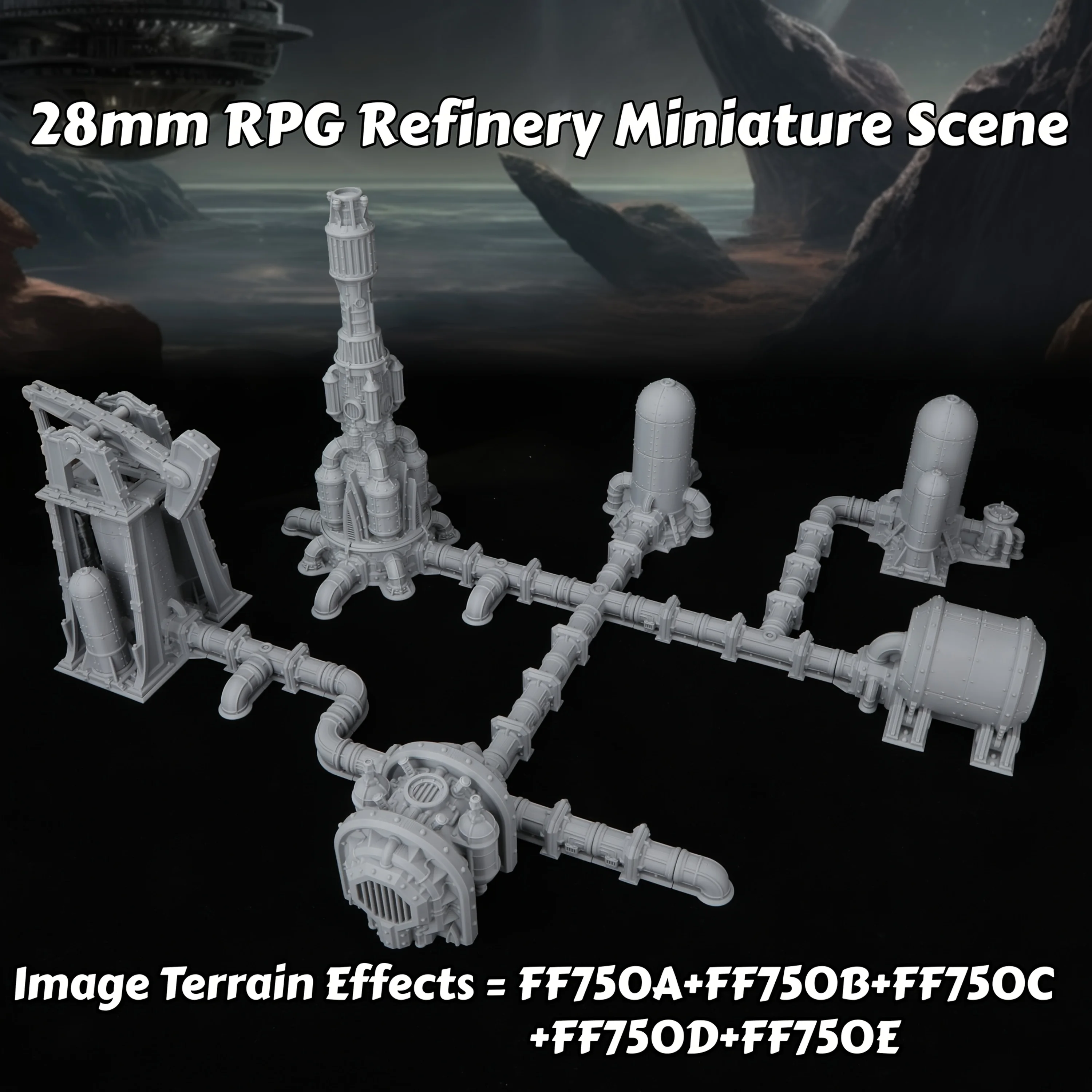 

Набор научно-фантастических промышленных конструкций для TTRPG, модульные миниатюрные постройки – создавайте футуристические заводы, инопланетные миры и технологические зоны