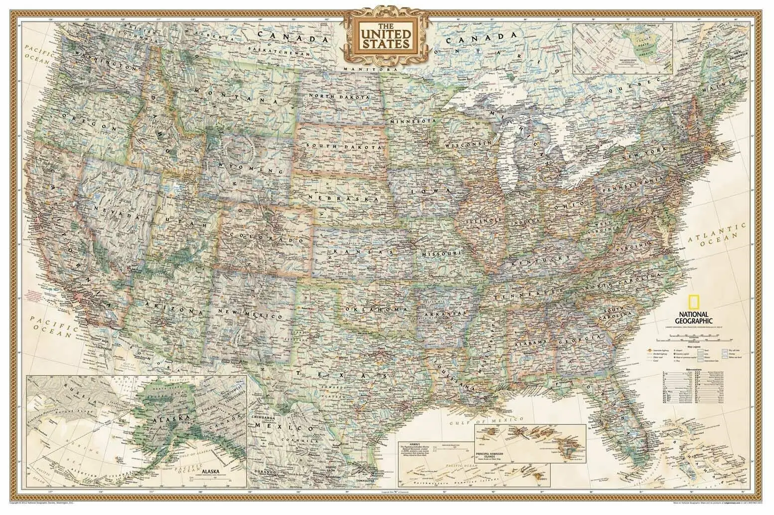 

Map of the United States USA Vintage Art Picture Print Silk Poster Home Wall Decor