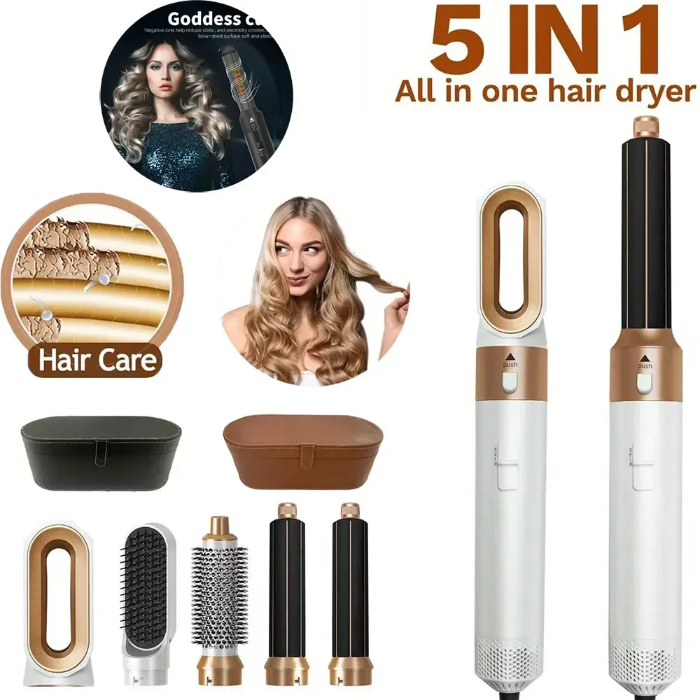 5 in 1 Hair Dryer Hot Comb Set Professional Curling Iron Hair Straightener Styling Tool for Hair Dryer Household