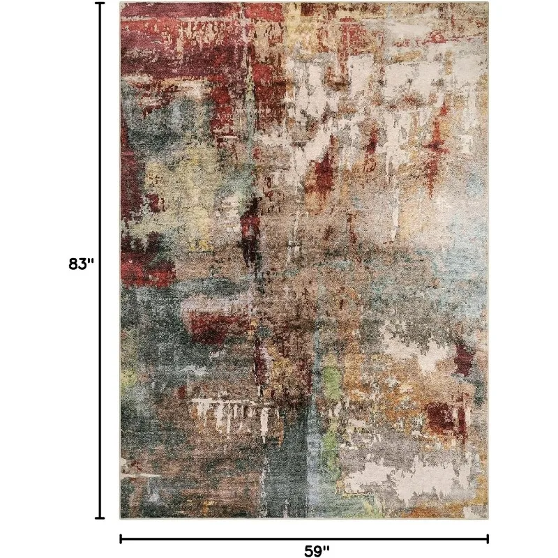 

Modern Abstract 5x7 Area Rugs for Living Room, Washable Bedroom Rug Soft Non Slip Low Pile