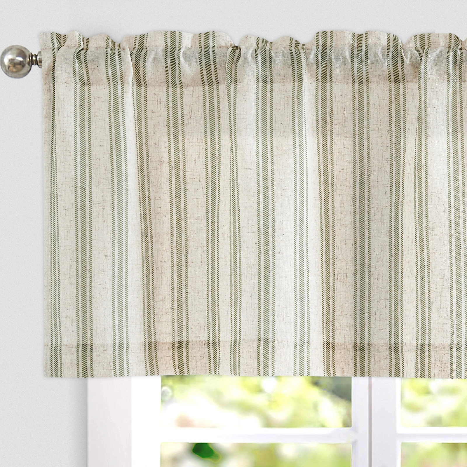 JINCHAN Striped Valance Window Treatment Linen Valance for Windows Small Window Valance Farmhouse Valance Curtain Light Filterin